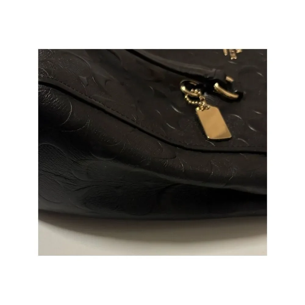 Rare~ Coach STANTON CARRYALL 26 IN SIGNATURE EMBOSSED Black LEATHER